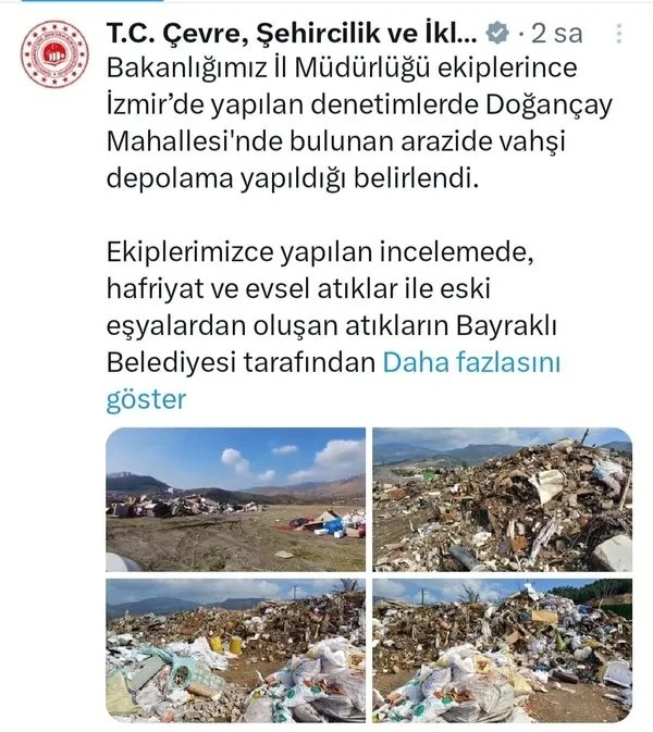 Bayraklı Belediyesinden çevre katliamı! 8 ay arayla ikinci kez kaçak çöp depolarken yakalandı